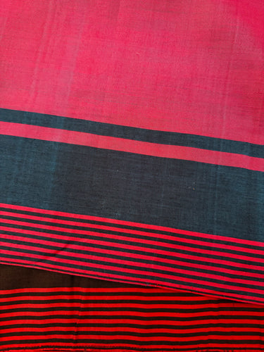 ShopNaya Exclusive | Handwoven | Cotton Saree | No Blouse | Red & Black | Dual Shade | Handloom Mark | Ships from California
